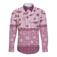Hawaii Christmas In July Long Sleeve Button Shirt Dusty Pink Mele Kalikimaka Sea Animals