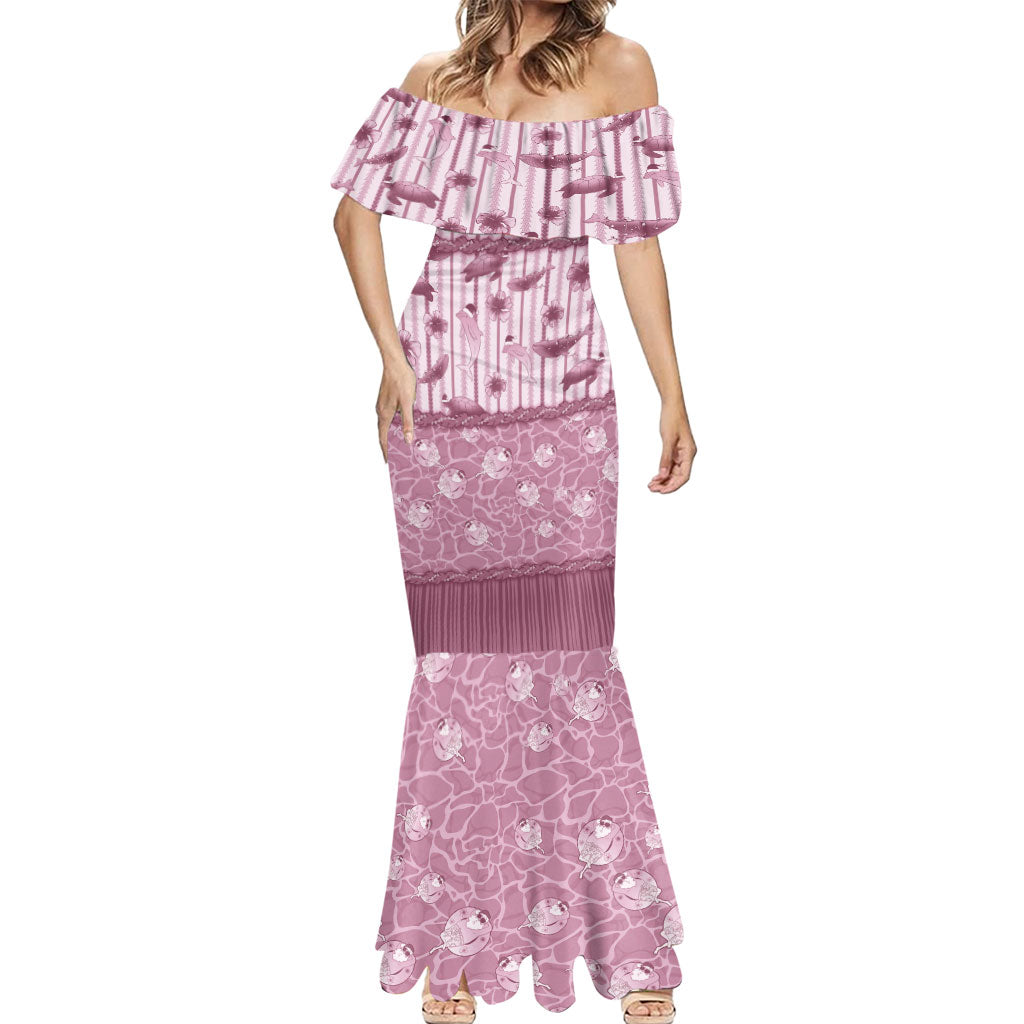 Hawaii Christmas In July Mermaid Dress Dusty Pink Mele Kalikimaka Sea Animals