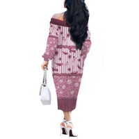 Hawaii Christmas In July Off The Shoulder Long Sleeve Dress Dusty Pink Mele Kalikimaka Sea Animals