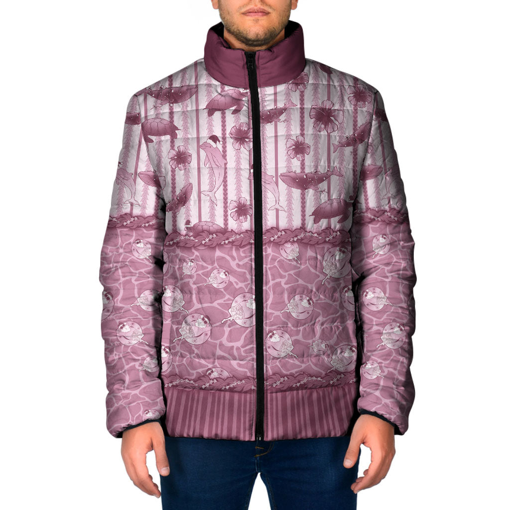 Hawaii Christmas In July Padded Jacket Dusty Pink Mele Kalikimaka Sea Animals