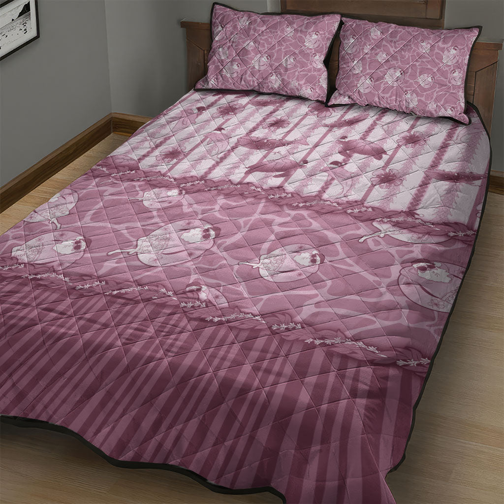 Hawaii Christmas In July Quilt Bed Set Dusty Pink Mele Kalikimaka Sea Animals