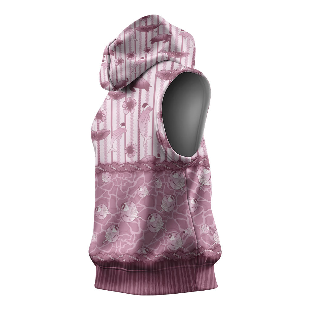 Hawaii Christmas In July Sleeveless Hoodie Dusty Pink Mele Kalikimaka Sea Animals