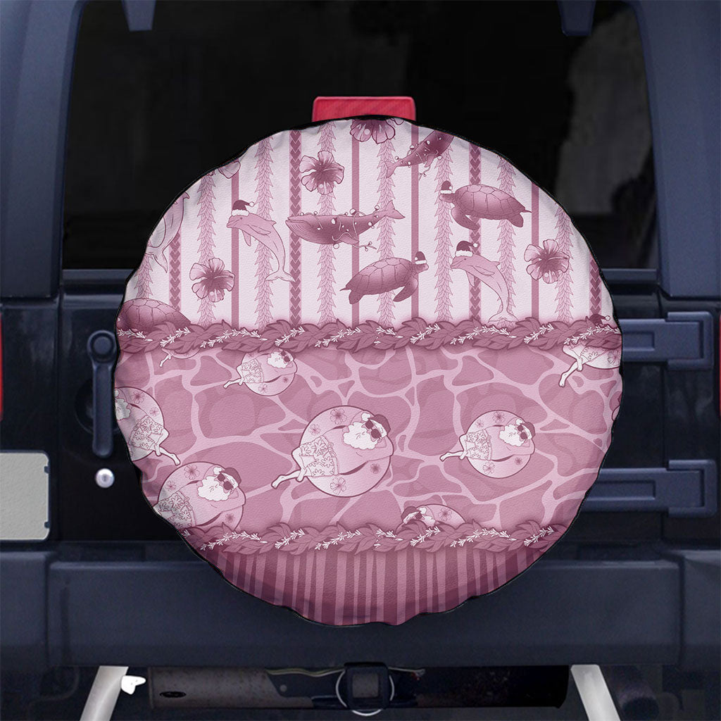 Hawaii Christmas In July Spare Tire Cover Dusty Pink Mele Kalikimaka Sea Animals