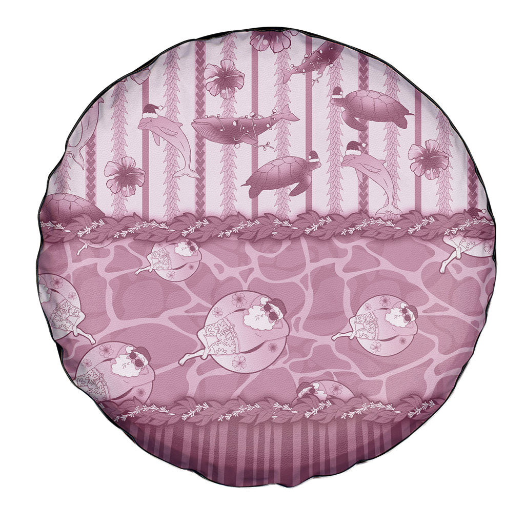 Hawaii Christmas In July Spare Tire Cover Dusty Pink Mele Kalikimaka Sea Animals