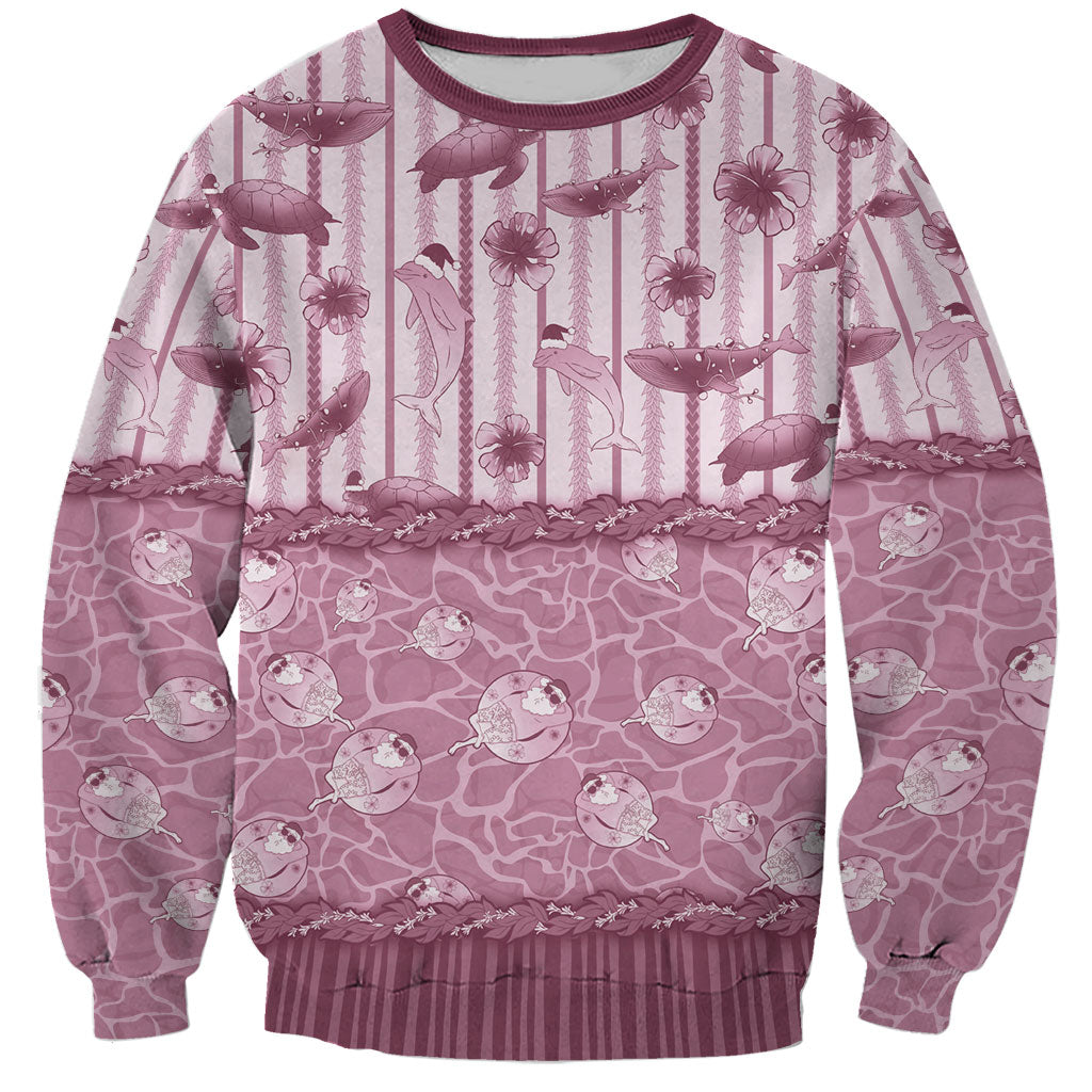 Hawaii Christmas In July Sweatshirt Dusty Pink Mele Kalikimaka Sea Animals