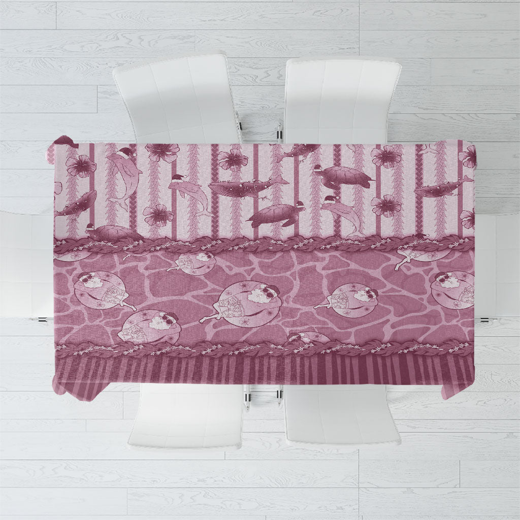 Hawaii Christmas In July Tablecloth Dusty Pink Mele Kalikimaka Sea Animals