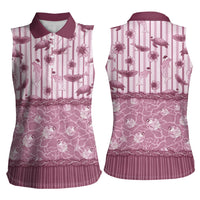 Hawaii Christmas In July Women Sleeveless Polo Shirt Dusty Pink Mele Kalikimaka Sea Animals