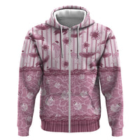 Hawaii Christmas In July Zip Hoodie Dusty Pink Mele Kalikimaka Sea Animals