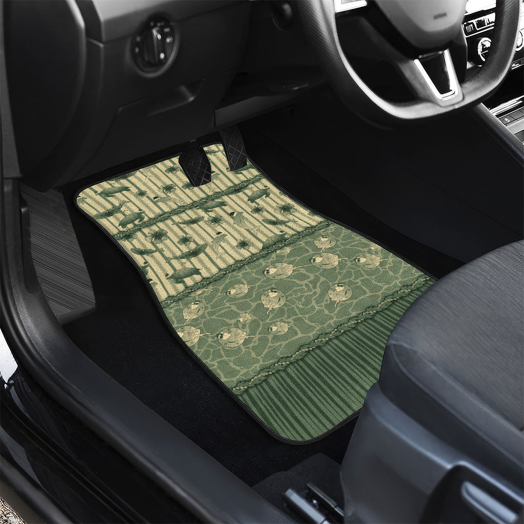 Hawaii Christmas In July Car Mats Olive Green Mele Kalikimaka Sea Animals