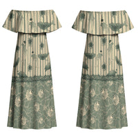 Hawaii Christmas In July Couples Matching Off Shoulder Maxi Dress and Hawaiian Shirt Olive Green Mele Kalikimaka Sea Animals DT05 - Polynesian Pride