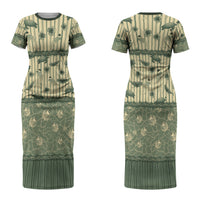 Hawaii Christmas In July Couples Matching Short Sleeve Bodycon Dress and Hawaiian Shirt Olive Green Mele Kalikimaka Sea Animals DT05 - Polynesian Pride