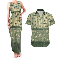 Hawaii Christmas In July Couples Matching Tank Maxi Dress and Hawaiian Shirt Olive Green Mele Kalikimaka Sea Animals