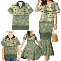 Hawaii Christmas In July Family Matching Mermaid Dress and Hawaiian Shirt Olive Green Mele Kalikimaka Sea Animals