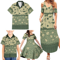 Hawaii Christmas In July Family Matching Summer Maxi Dress and Hawaiian Shirt Olive Green Mele Kalikimaka Sea Animals
