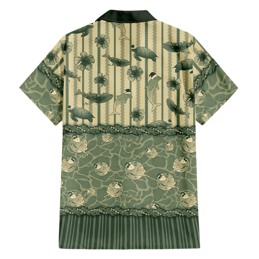 Hawaii Christmas In July Hawaiian Shirt Olive Green Mele Kalikimaka Sea Animals