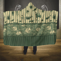 Hawaii Christmas In July Hooded Blanket Olive Green Mele Kalikimaka Sea Animals