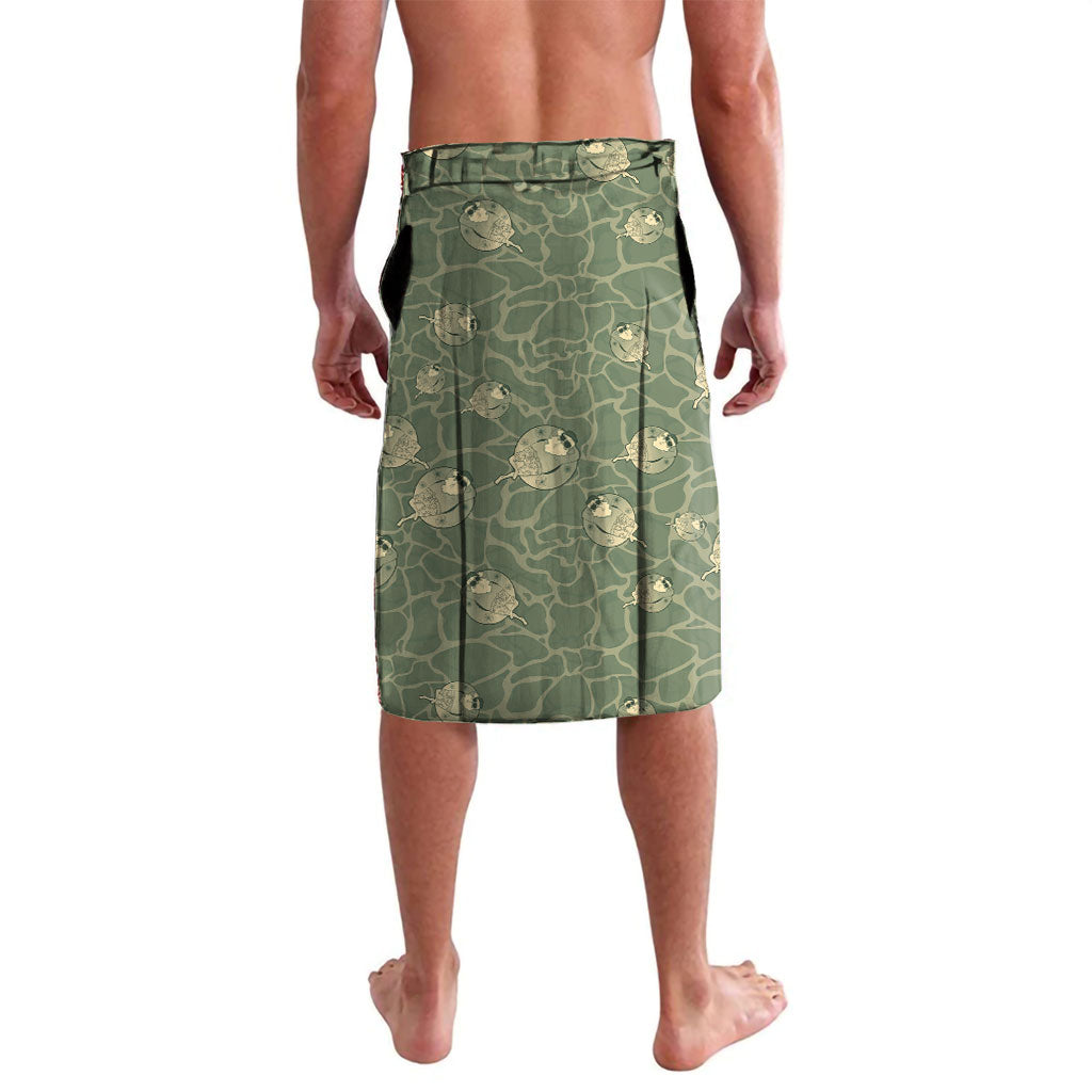 Hawaii Christmas In July Lavalava Olive Green Mele Kalikimaka Sea Animals