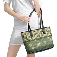 Hawaii Christmas In July Leather Tote Bag Olive Green Mele Kalikimaka Sea Animals