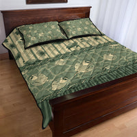 Hawaii Christmas In July Quilt Bed Set Olive Green Mele Kalikimaka Sea Animals