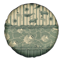 Hawaii Christmas In July Spare Tire Cover Olive Green Mele Kalikimaka Sea Animals