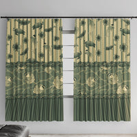 Hawaii Christmas In July Window Curtain Olive Green Mele Kalikimaka Sea Animals