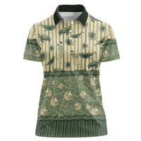 Hawaii Christmas In July Women Polo Shirt Olive Green Mele Kalikimaka Sea Animals
