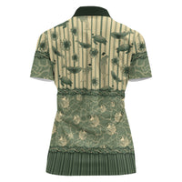 Hawaii Christmas In July Women Polo Shirt Olive Green Mele Kalikimaka Sea Animals