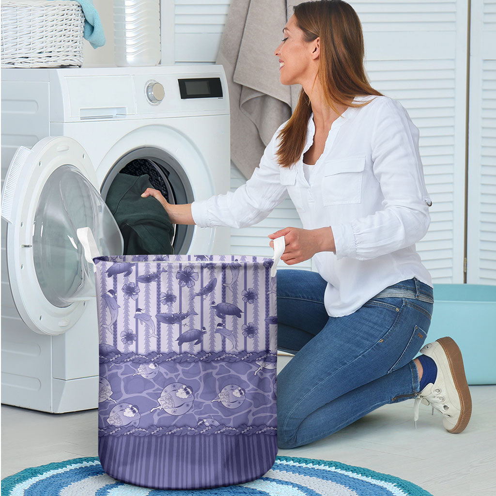 Hawaii Christmas In July Laundry Basket Amethyst Purple Mele Kalikimaka Sea Animals