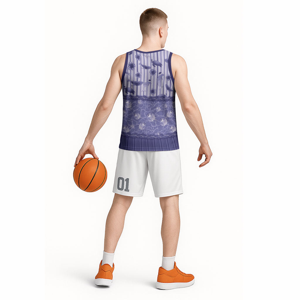 Hawaii Christmas In July Basketball Jersey Amethyst Purple Mele Kalikimaka Sea Animals