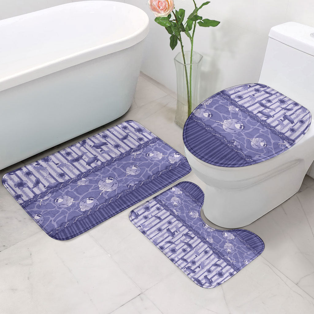 Hawaii Christmas In July Bathroom Set Amethyst Purple Mele Kalikimaka Sea Animals