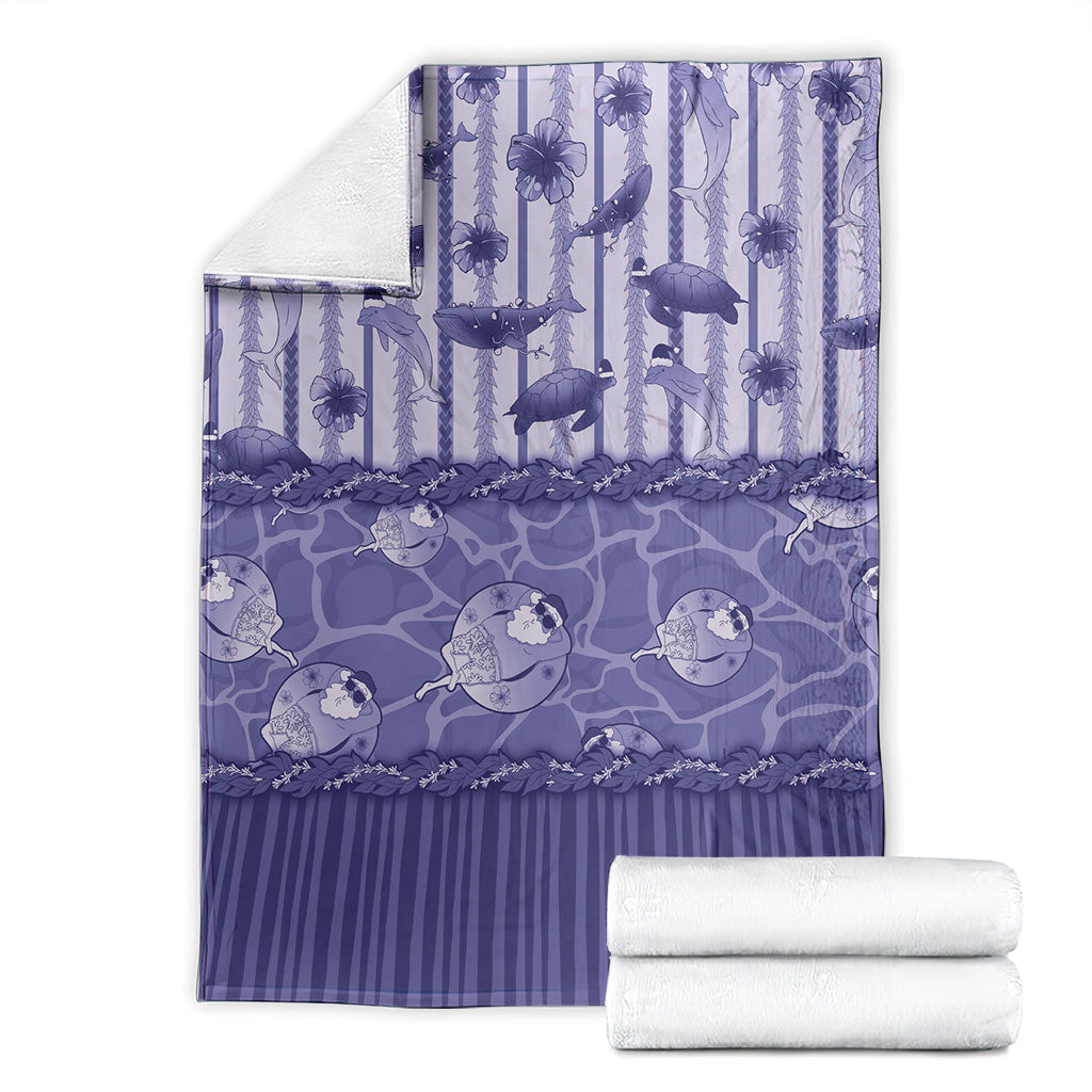 Hawaii Christmas In July Blanket Amethyst Purple Mele Kalikimaka Sea Animals