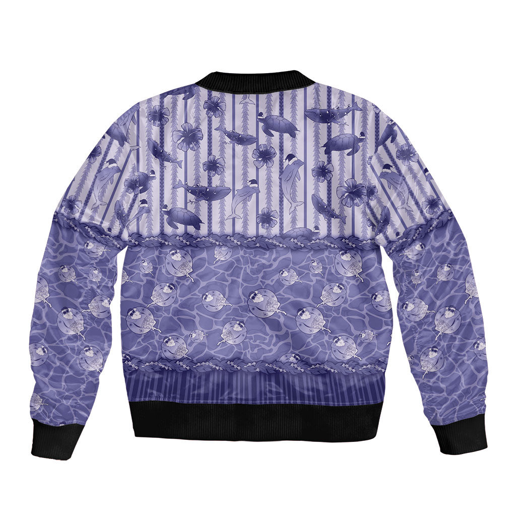 Hawaii Christmas In July Bomber Jacket Amethyst Purple Mele Kalikimaka Sea Animals