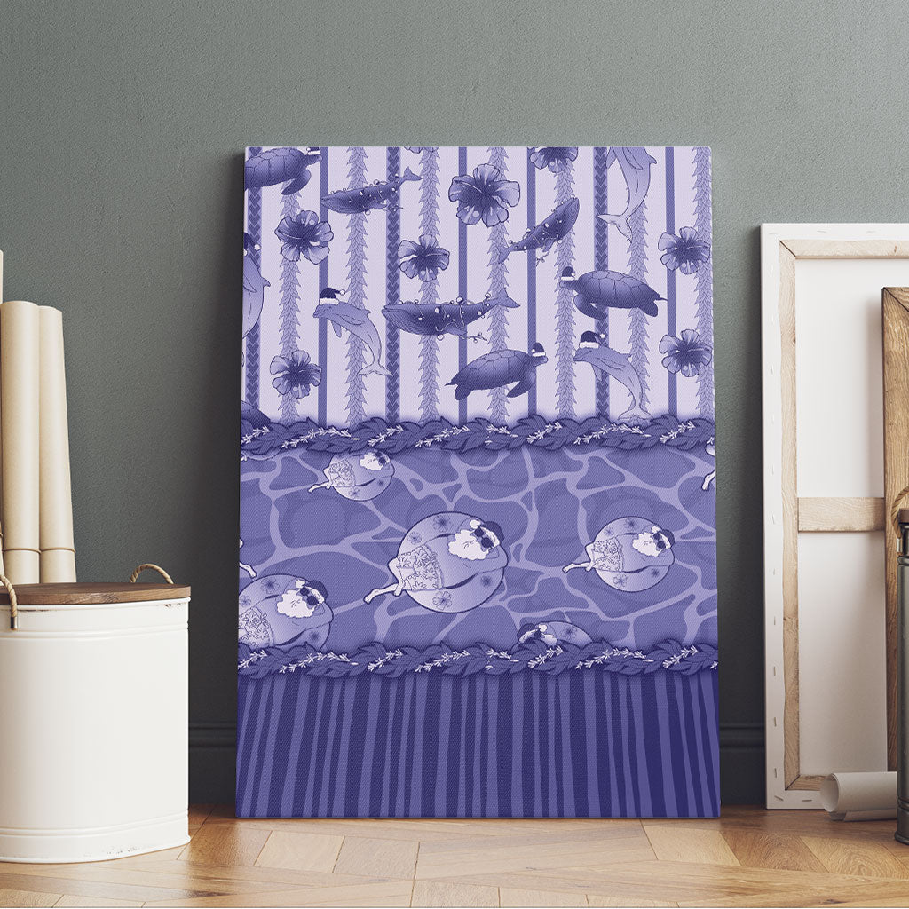 Hawaii Christmas In July Canvas Wall Art Amethyst Purple Mele Kalikimaka Sea Animals