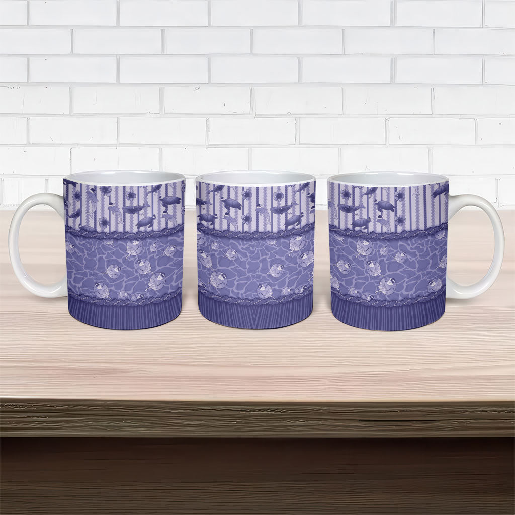 Hawaii Christmas In July Ceramic Mug Amethyst Purple Mele Kalikimaka Sea Animals