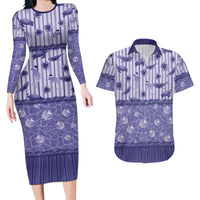 Hawaii Christmas In July Couples Matching Long Sleeve Bodycon Dress and Hawaiian Shirt Amethyst Purple Mele Kalikimaka Sea Animals
