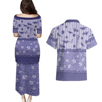 Hawaii Christmas In July Couples Matching Puletasi and Hawaiian Shirt Amethyst Purple Mele Kalikimaka Sea Animals