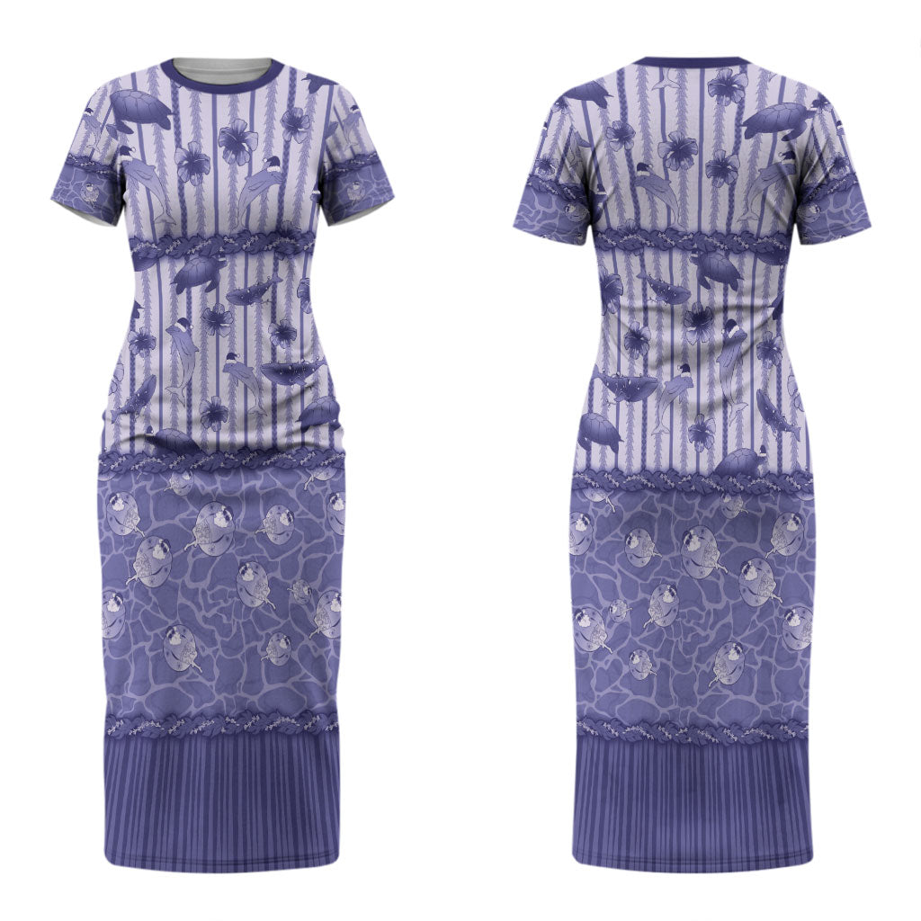 Hawaii Christmas In July Couples Matching Short Sleeve Bodycon Dress and Hawaiian Shirt Amethyst Purple Mele Kalikimaka Sea Animals DT05 - Polynesian Pride