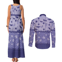 Hawaii Christmas In July Couples Matching Tank Maxi Dress and Long Sleeve Button Shirt Amethyst Purple Mele Kalikimaka Sea Animals