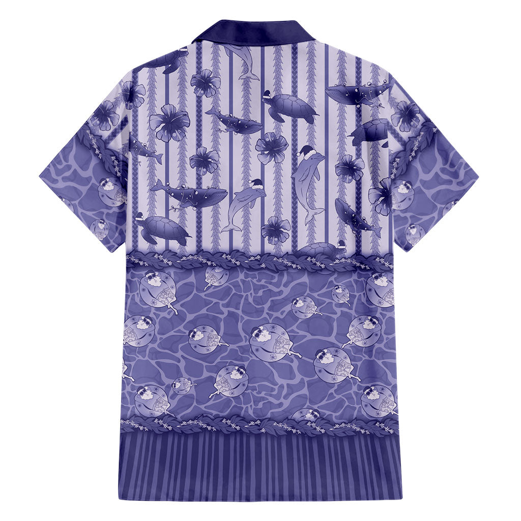 Hawaii Christmas In July Family Matching Summer Maxi Dress and Hawaiian Shirt Amethyst Purple Mele Kalikimaka Sea Animals