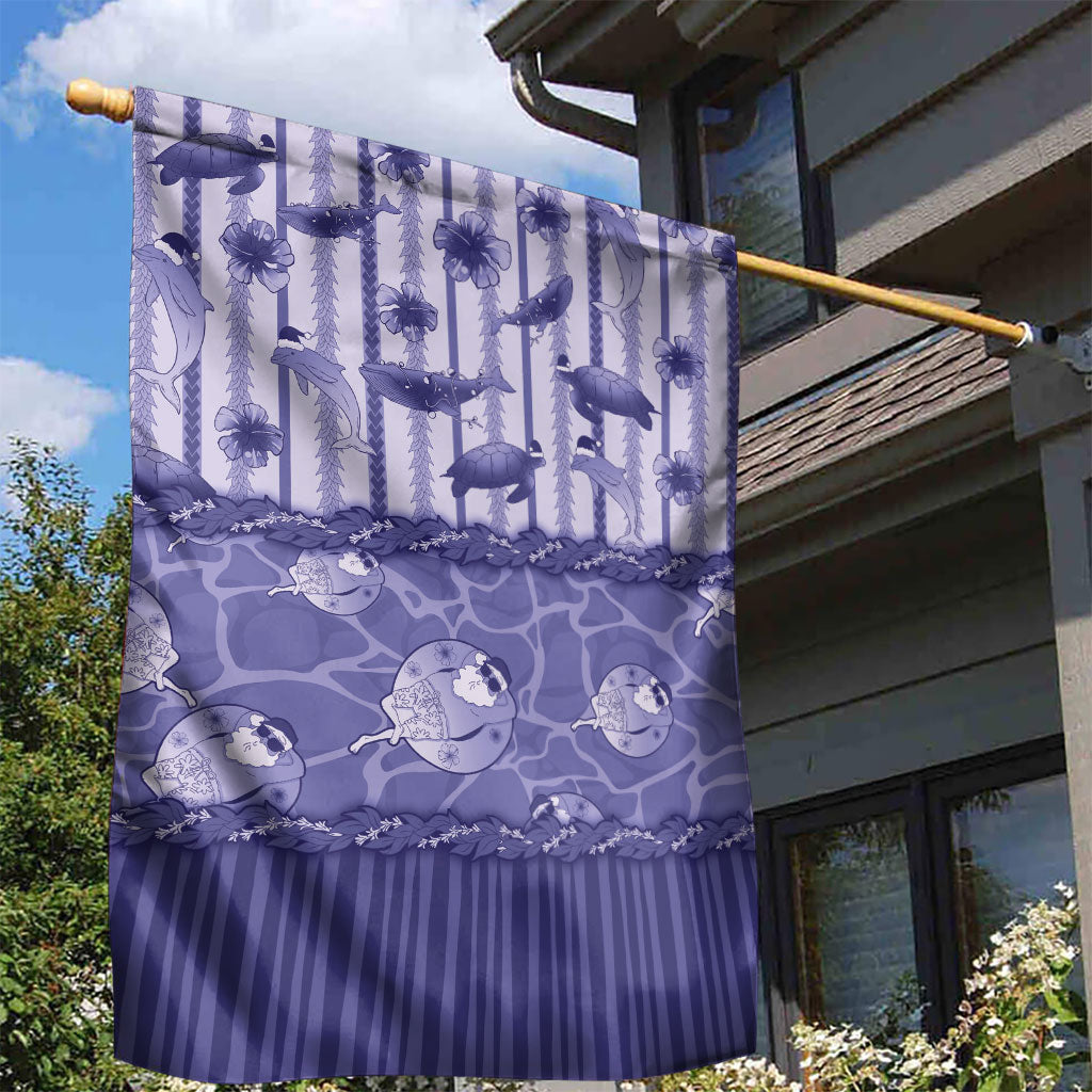 Hawaii Christmas In July Garden Flag Amethyst Purple Mele Kalikimaka Sea Animals