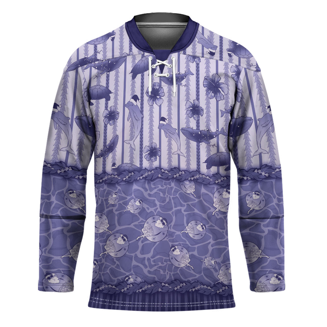 Hawaii Christmas In July Hockey Jersey Amethyst Purple Mele Kalikimaka Sea Animals