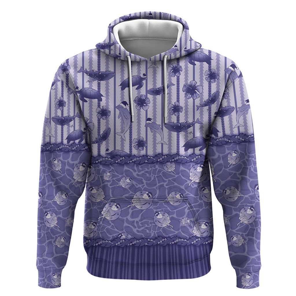 Hawaii Christmas In July Hoodie Amethyst Purple Mele Kalikimaka Sea Animals DT05 Pullover Hoodie Purple - Polynesian Pride