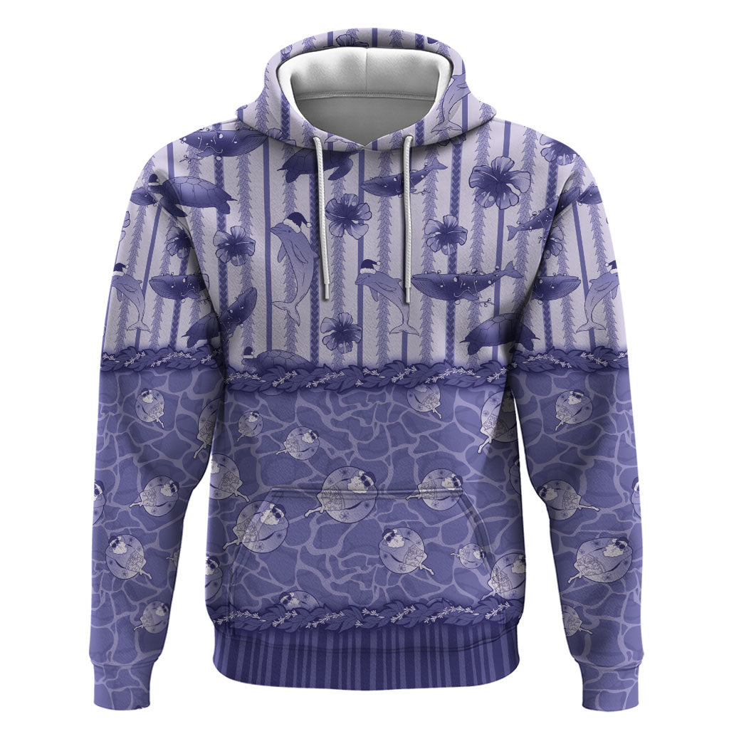 Hawaii Christmas In July Hoodie Amethyst Purple Mele Kalikimaka Sea Animals