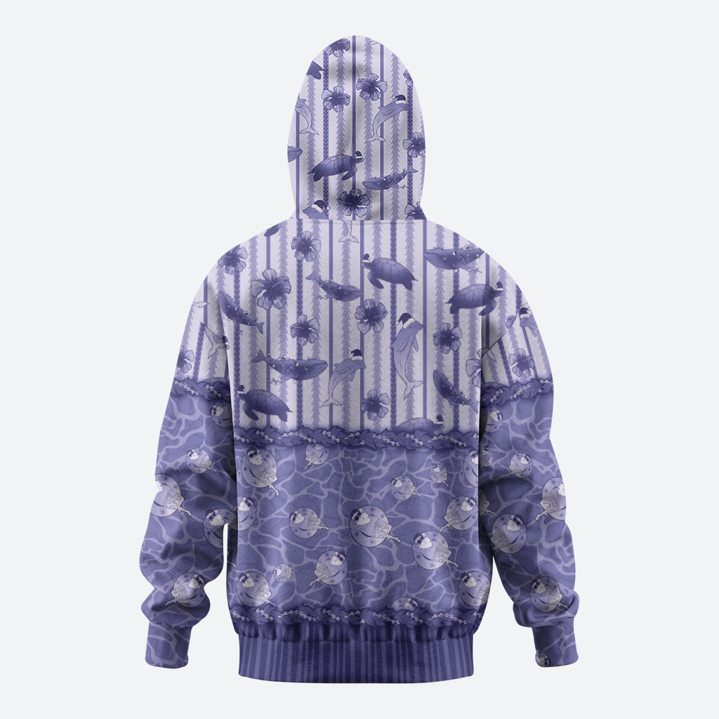 Hawaii Christmas In July Hoodie Amethyst Purple Mele Kalikimaka Sea Animals DT05 - Polynesian Pride