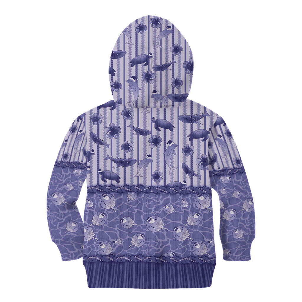 Hawaii Christmas In July Kid Hoodie Amethyst Purple Mele Kalikimaka Sea Animals