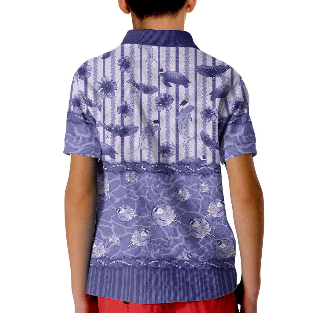 Hawaii Christmas In July Kid Polo Shirt Amethyst Purple Mele Kalikimaka Sea Animals