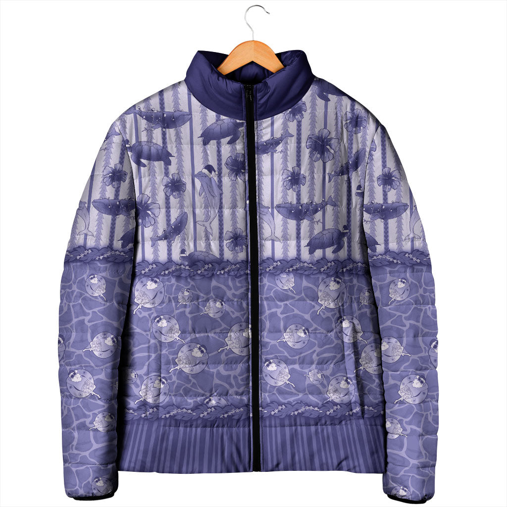 Hawaii Christmas In July Padded Jacket Amethyst Purple Mele Kalikimaka Sea Animals