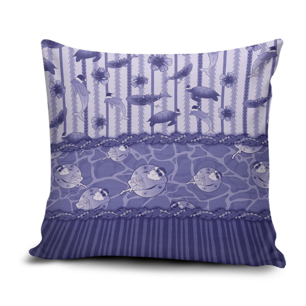Hawaii Christmas In July Pillow Cover Amethyst Purple Mele Kalikimaka Sea Animals