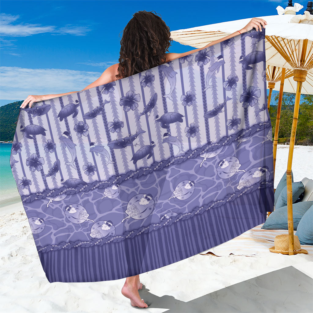 Hawaii Christmas In July Sarong Amethyst Purple Mele Kalikimaka Sea Animals