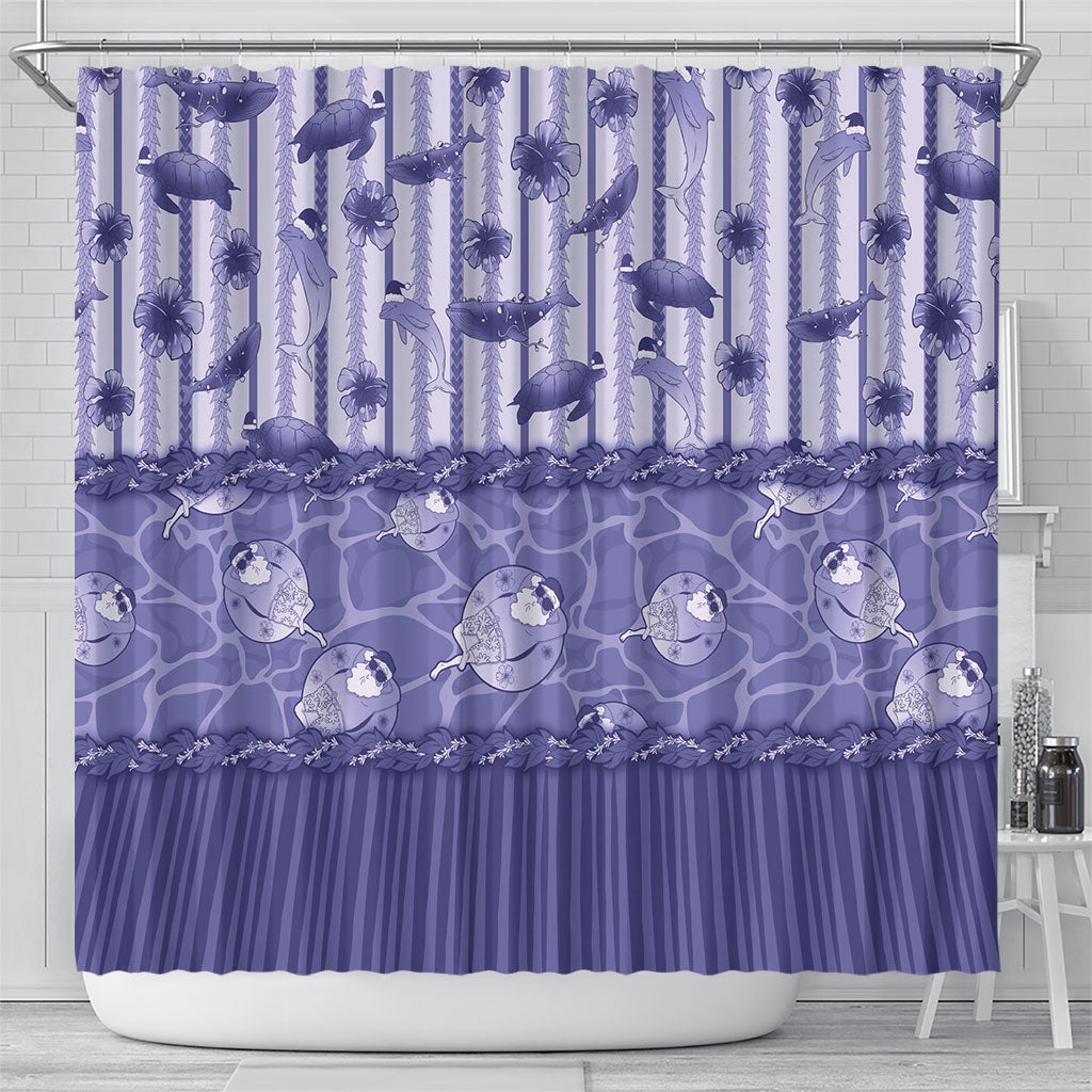 Hawaii Christmas In July Shower Curtain Amethyst Purple Mele Kalikimaka Sea Animals